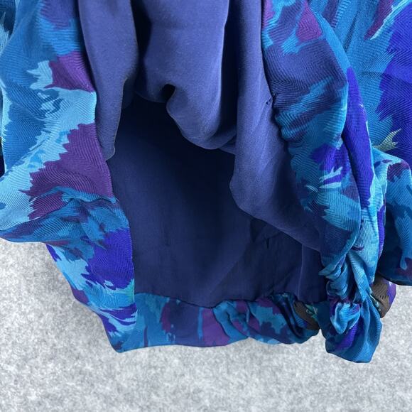 Diane Von Furstenberg Silk Dress Womens 2 Blue Faux Wrap Drapey Neiman DVF Y2K - Picture 11 of 16